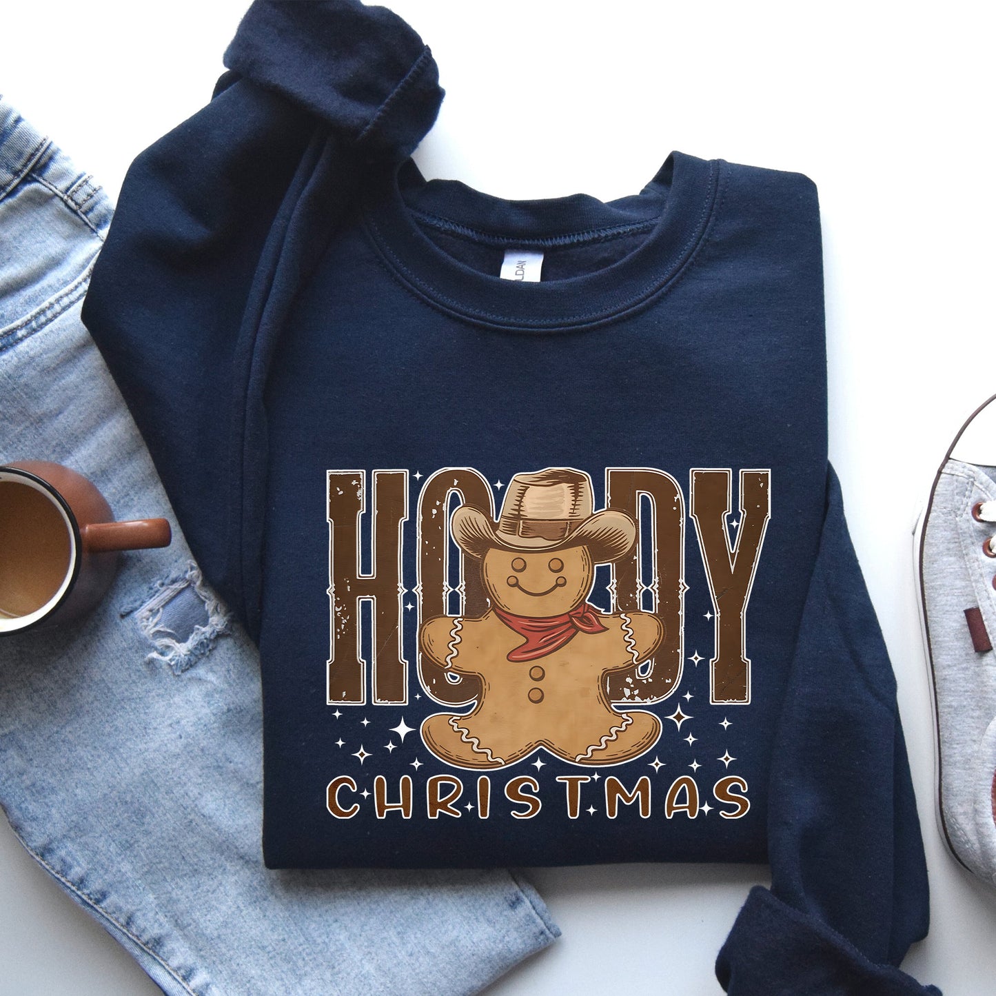 Howdy Christmas, Gingerbread Man, Cowboy Sweatshirt