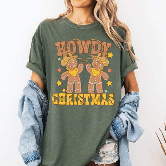 Howdy Christmas, Gingerbread Men, Western, Cowboy Tshirt Comfort Colors T-Shirt