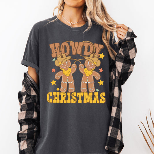 Howdy Christmas, Gingerbread Men, Western, Cowboy Tshirt Comfort Colors T-Shirt