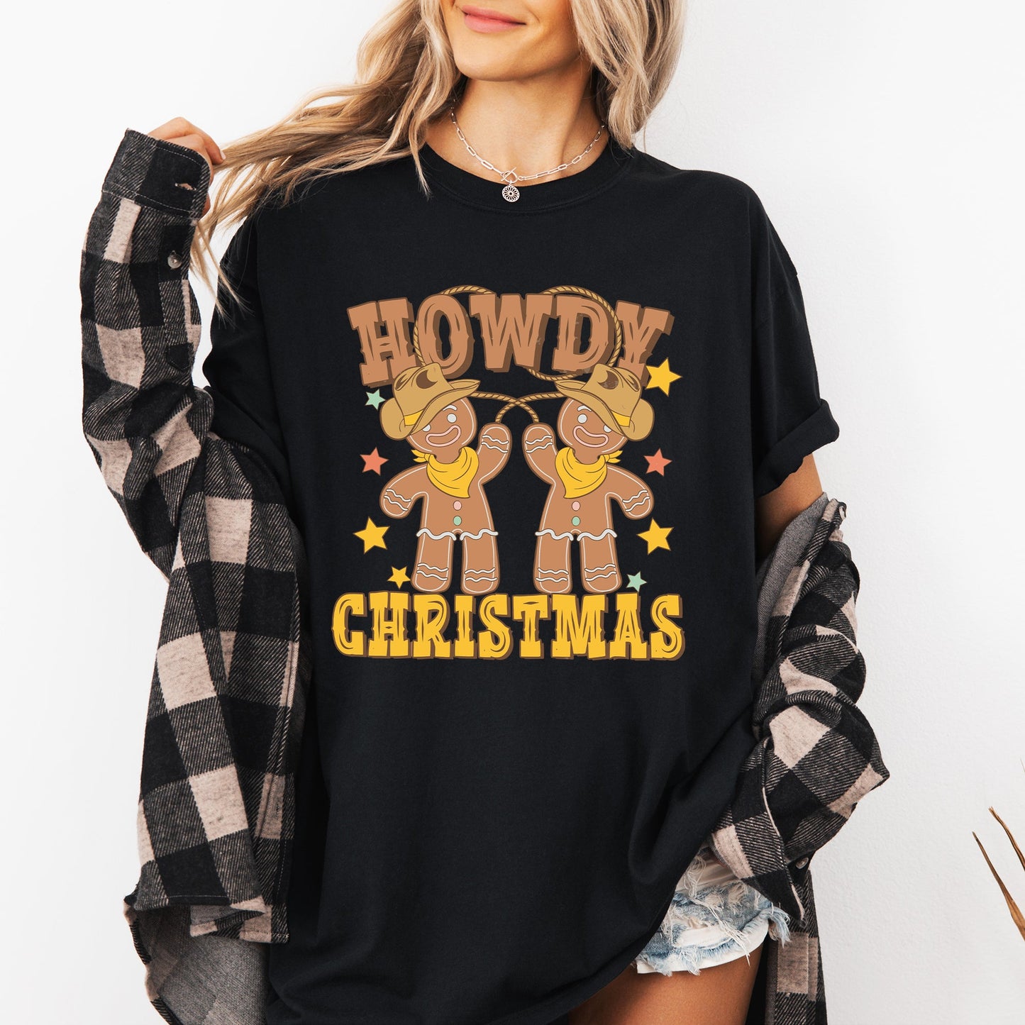 Howdy Christmas, Gingerbread Men, Western, Cowboy Tshirt Comfort Colors T-Shirt
