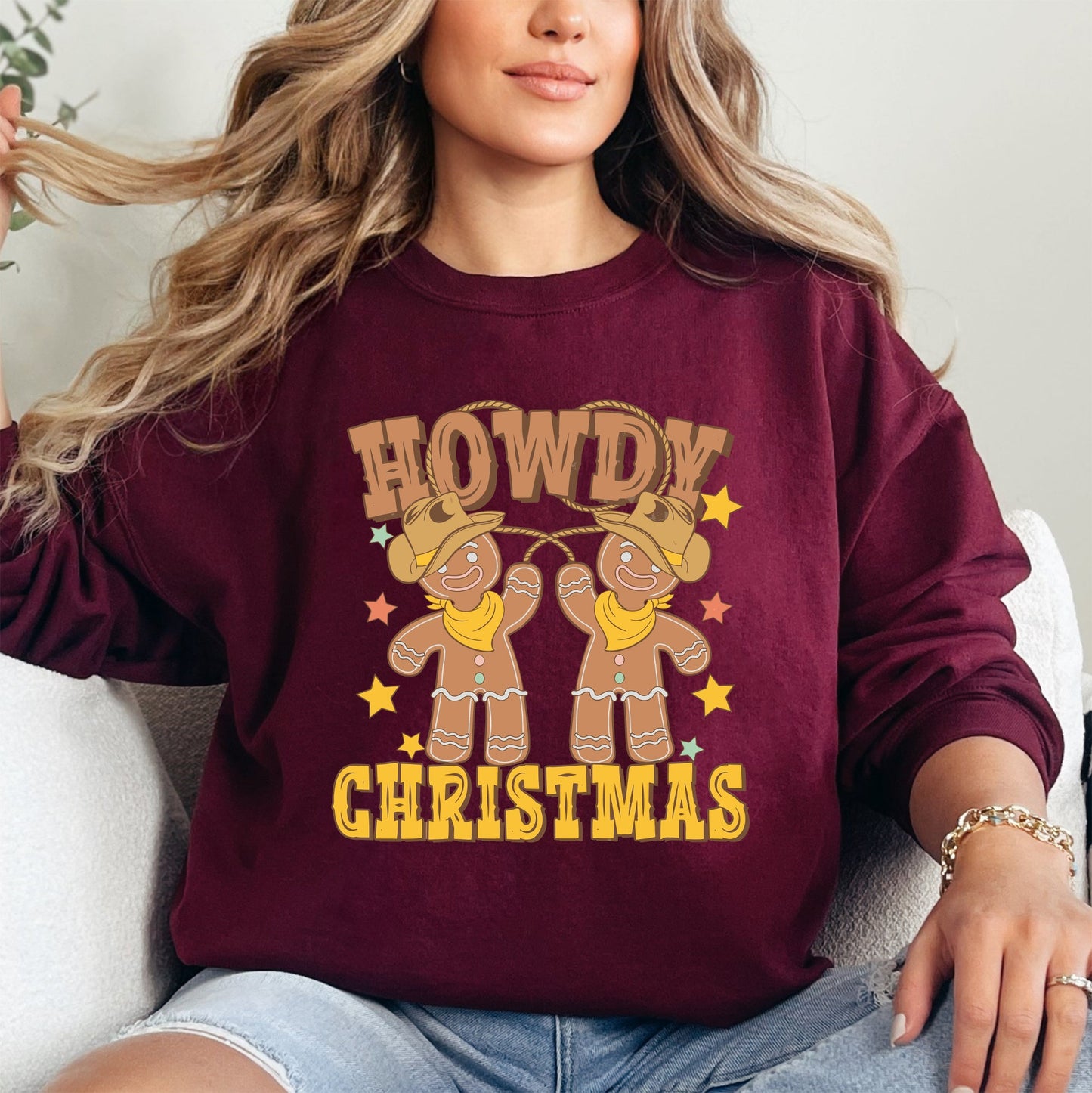 Howdy Christmas, Gingerbread Men, Western, Cowboy Sweatshirt