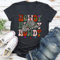 Howdy Christmas, Leopard Print Cowboy Hat, Retro Text Super Soft Tees