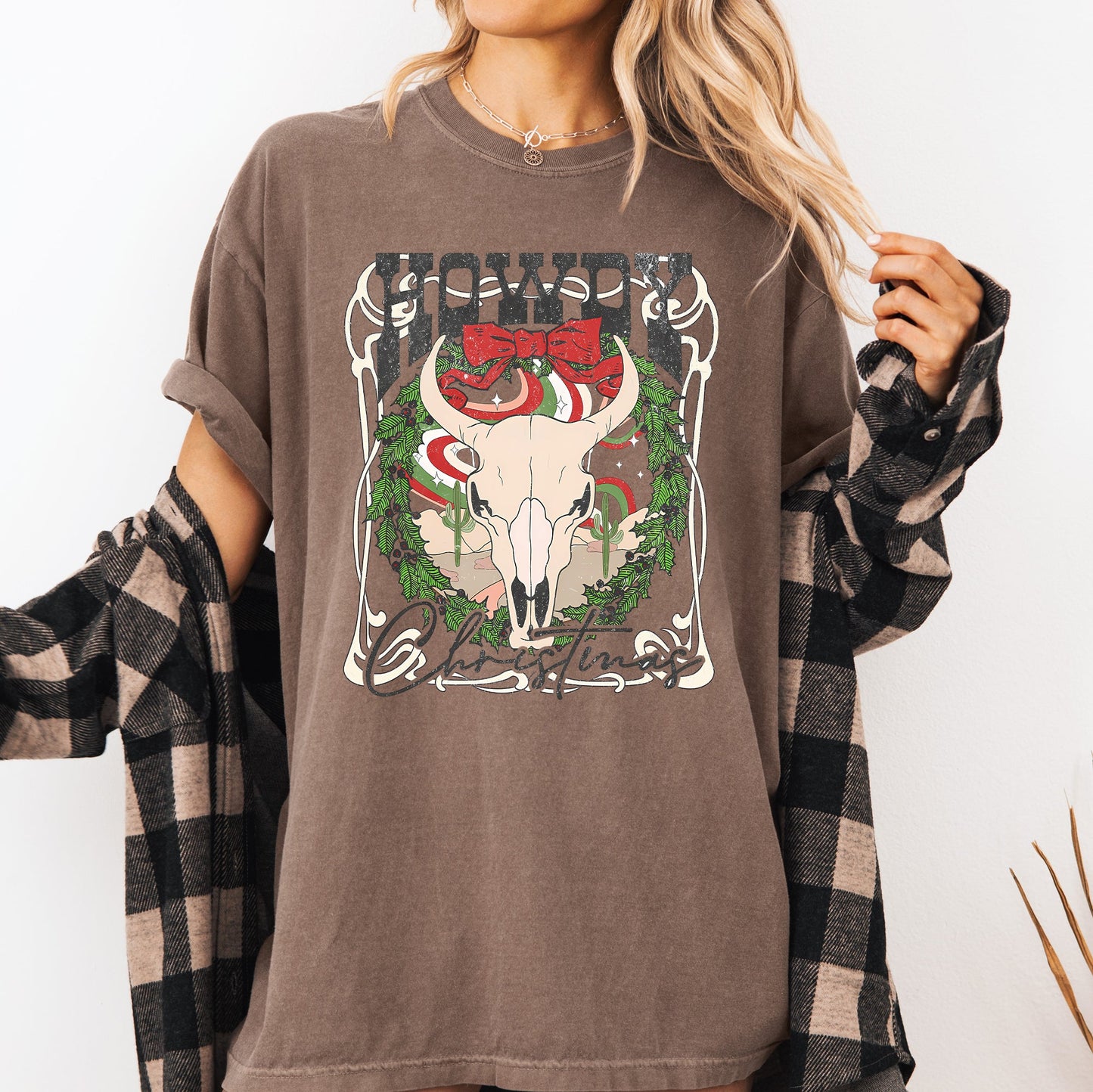 Howdy Christmas, Skull, Western, Cowboy Tshirt Comfort Colors T-Shirt