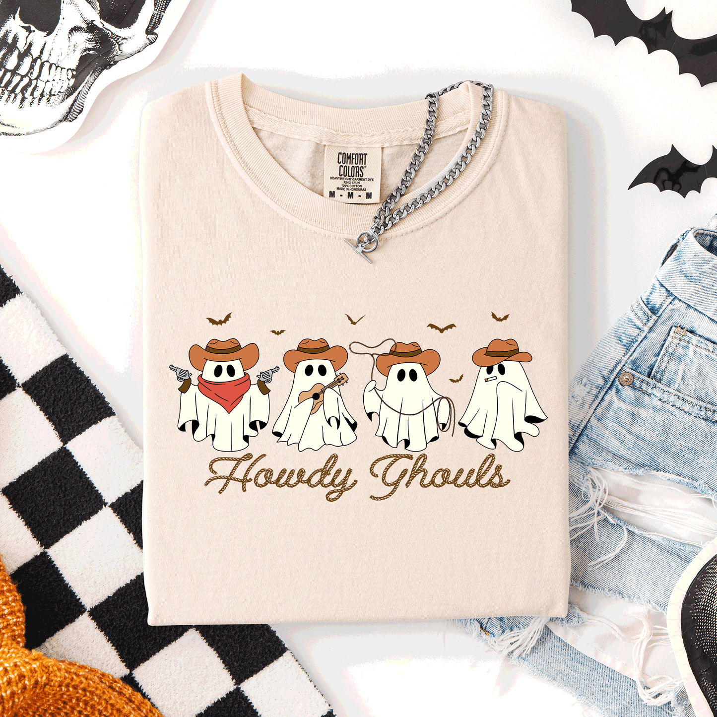 Howdy Ghouls, Cowboy Ghosts, Western, Halloween, Comfort Colors T-Shirt