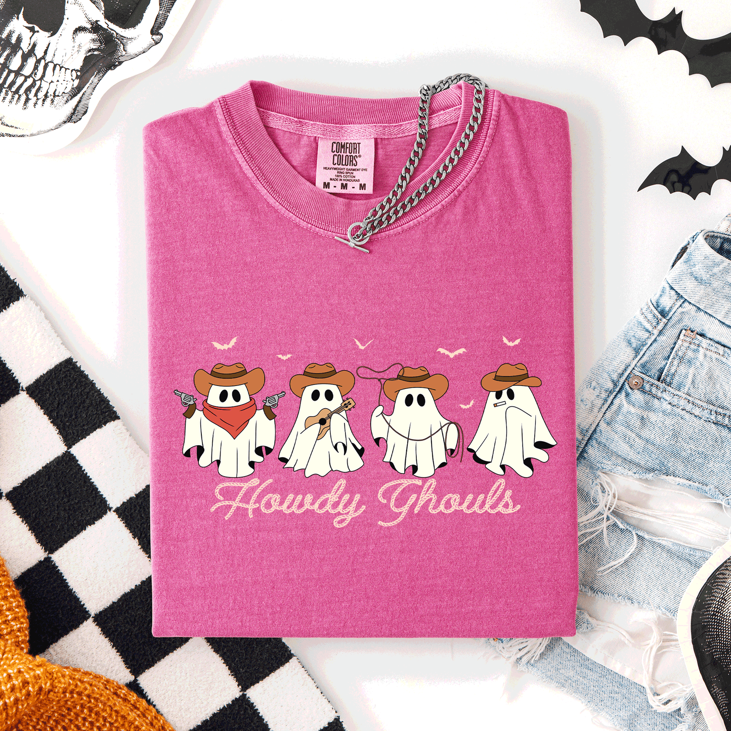 Howdy Ghouls, Cowboy Ghosts, Western, Halloween, Comfort Colors T-Shirt