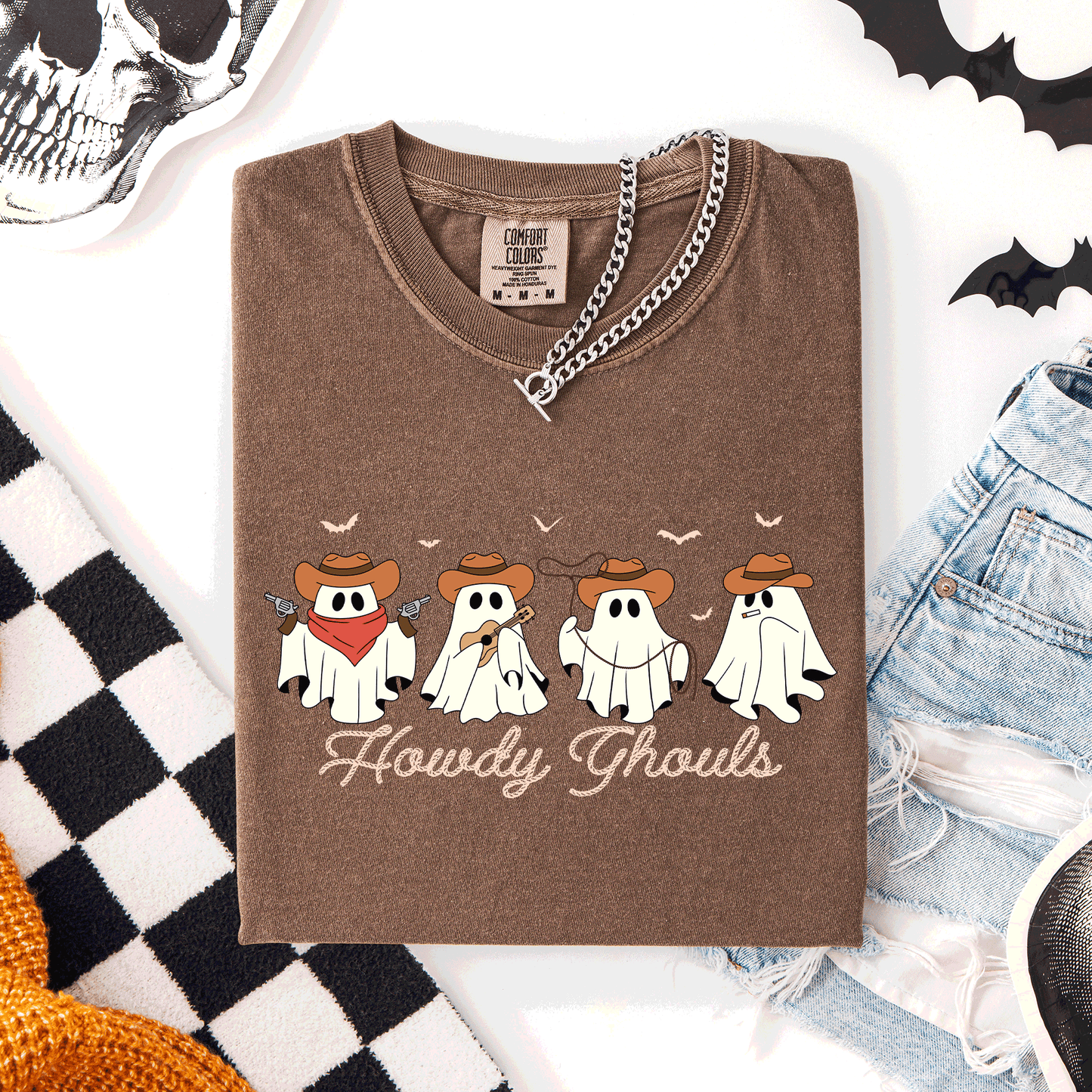 Howdy Ghouls, Cowboy Ghosts, Western, Halloween, Comfort Colors T-Shirt
