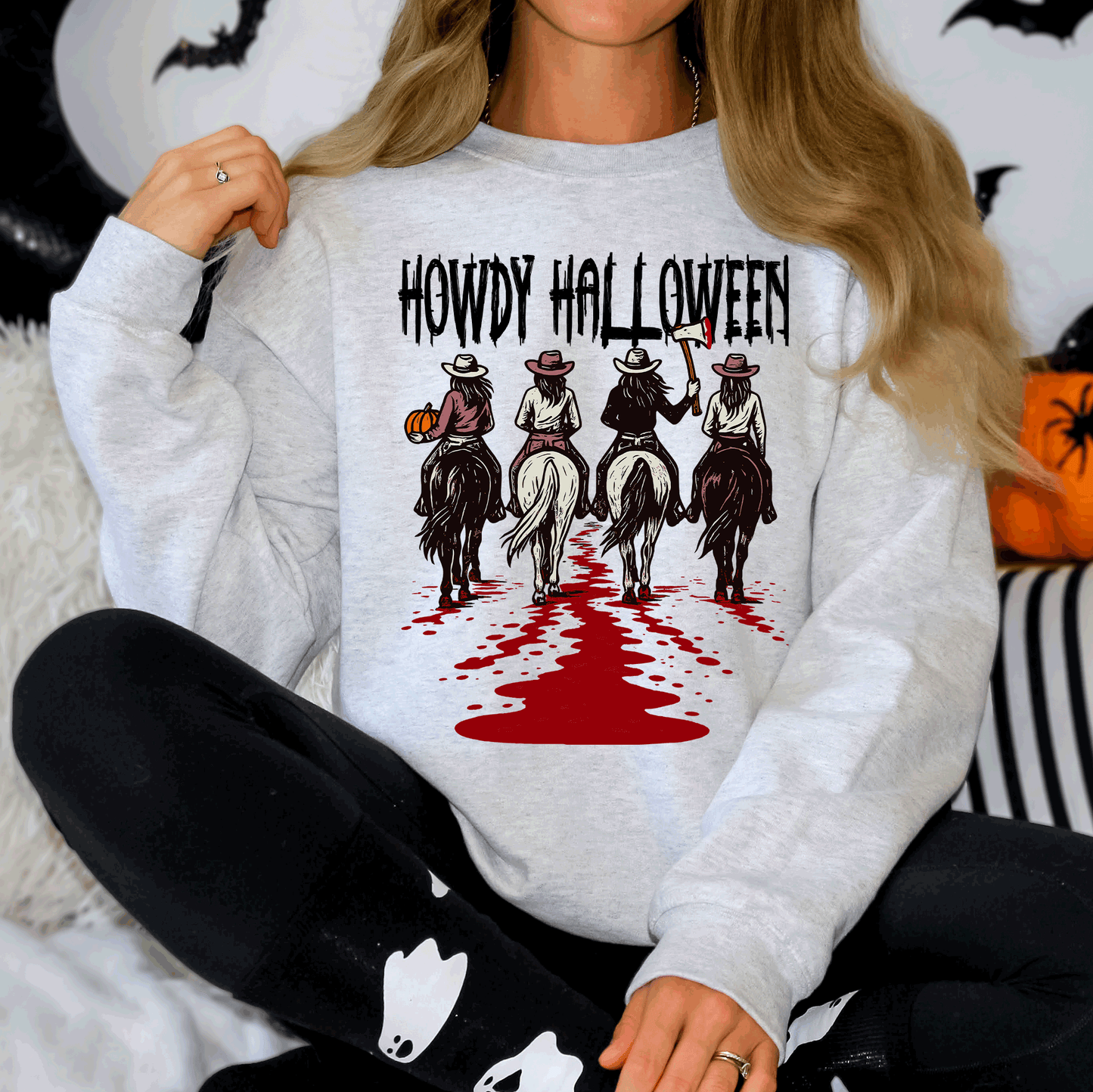 Howdy Halloween, Cowgirls, Western, Spooky Sweatshirt