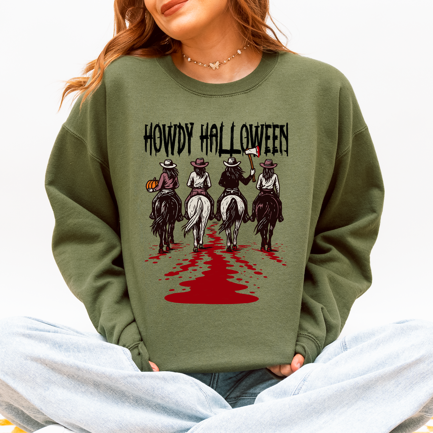 Howdy Halloween, Cowgirls, Western, Spooky Sweatshirt