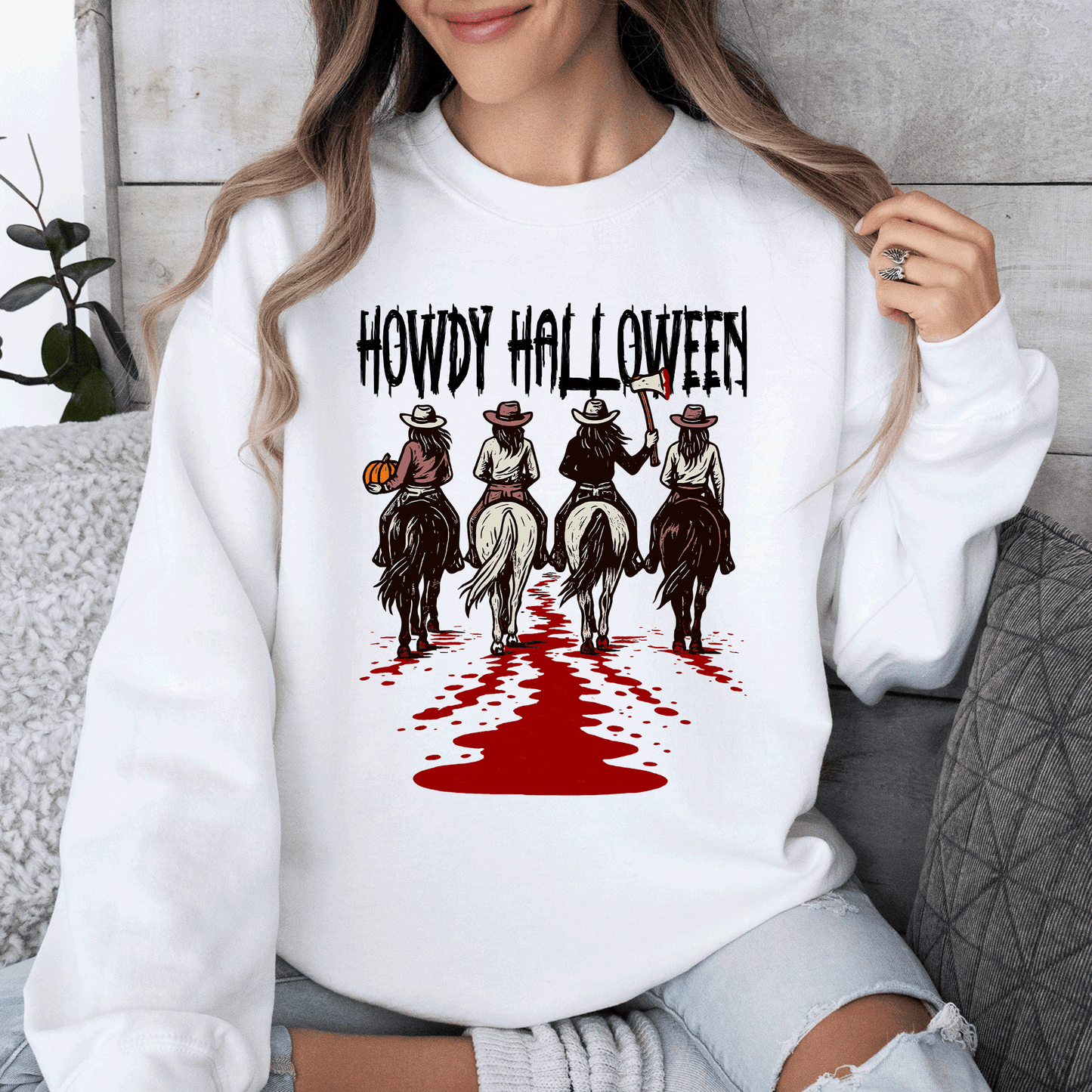Howdy Halloween, Cowgirls, Western, Spooky Sweatshirt