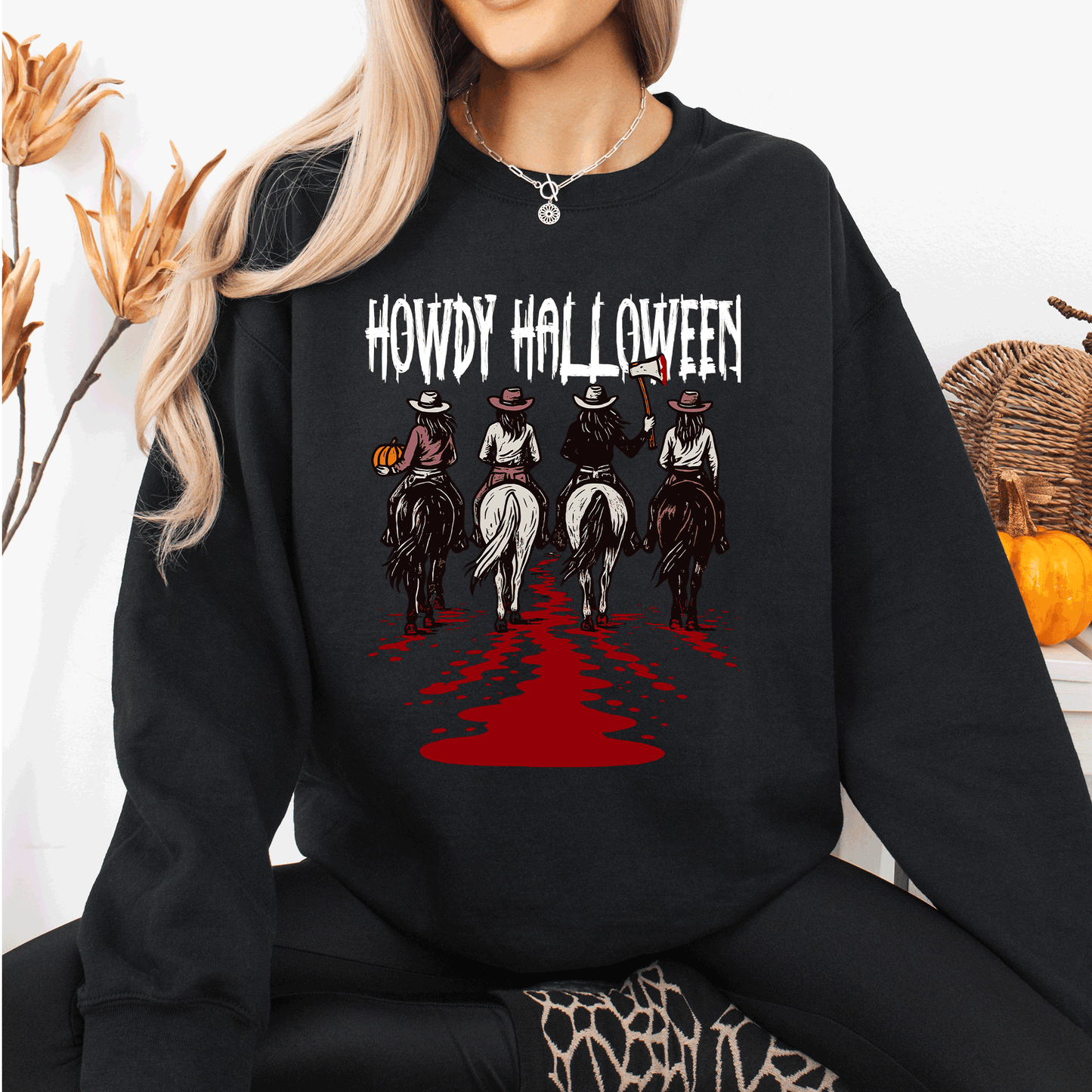 Howdy Halloween, Cowgirls, Western, Spooky Sweatshirt