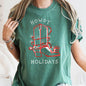 Howdy Holidays, Christmas, Cowboy Boot, Retro, Comfort Colors, Tshirt