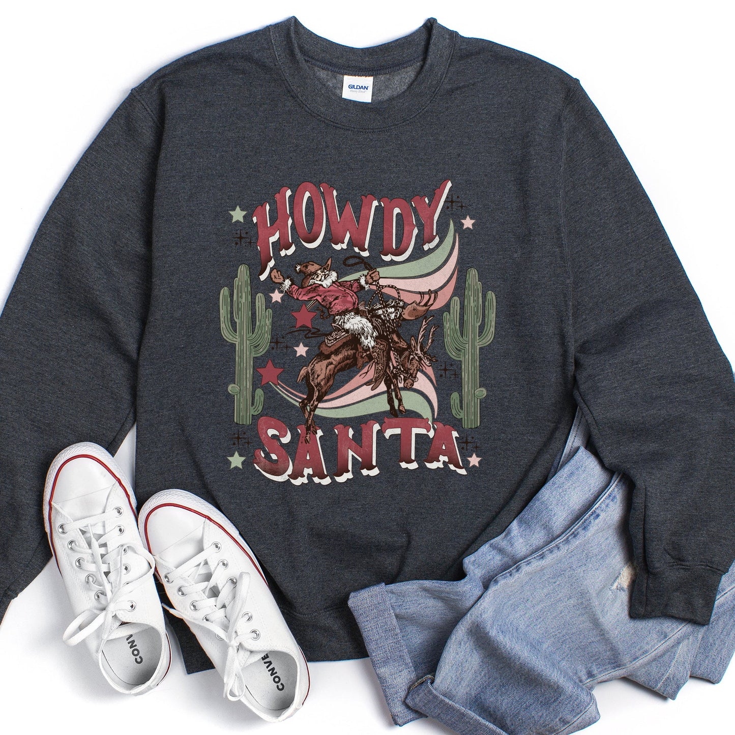 Howdy Santa, Reindeer Cowboy Rodeo Sweatshirt