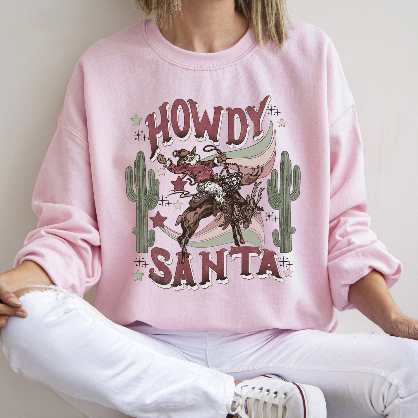 Howdy Santa, Reindeer Cowboy Rodeo Sweatshirt