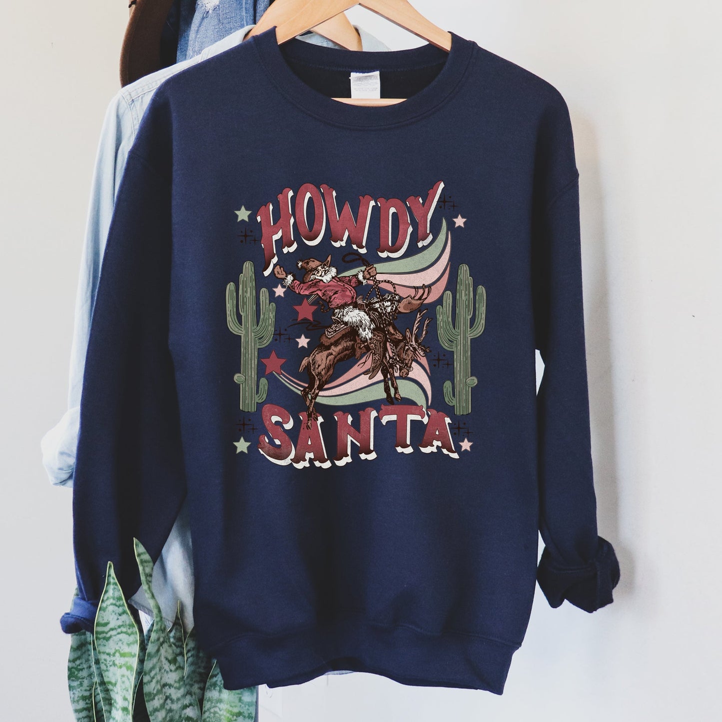 Howdy Santa, Reindeer Cowboy Rodeo Sweatshirt