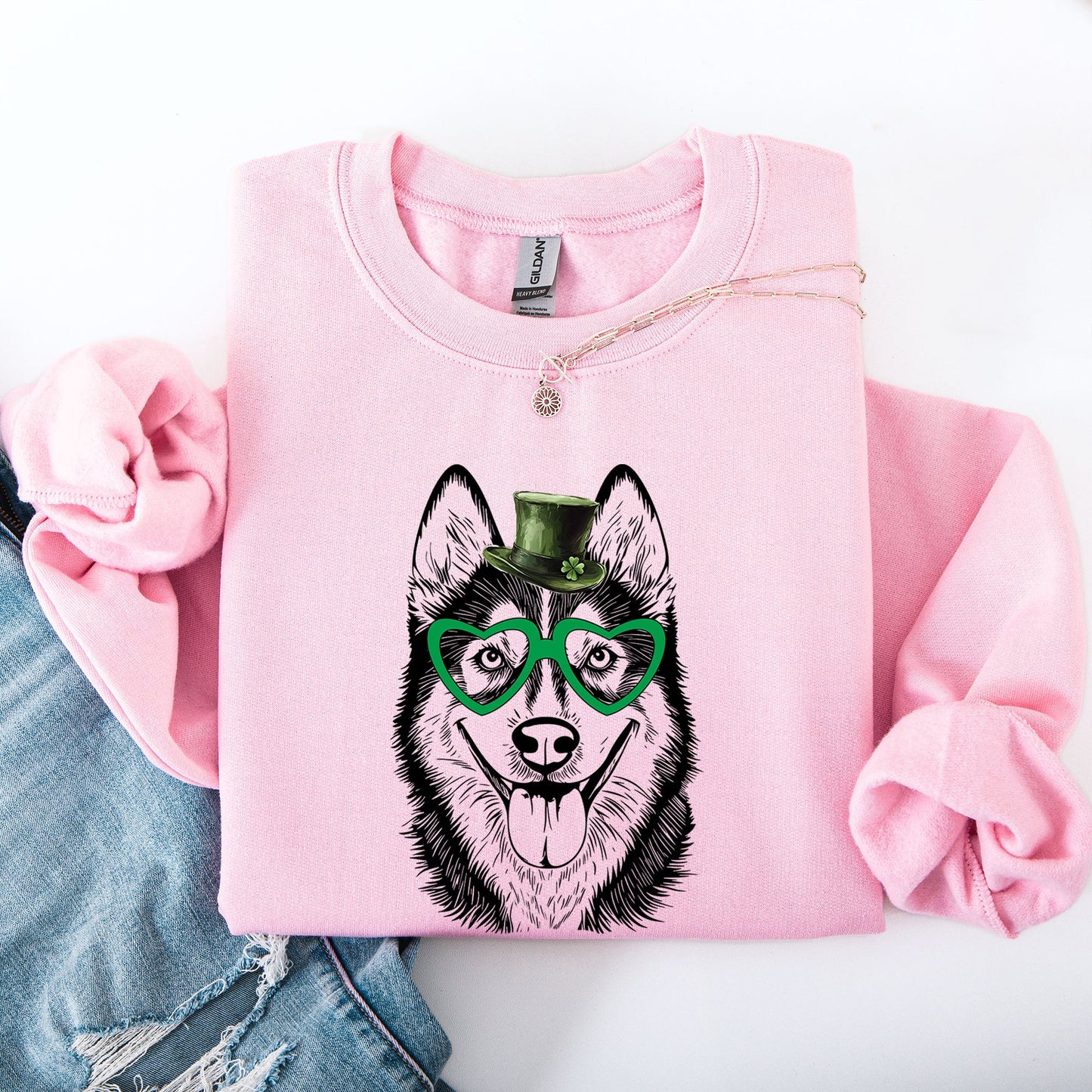 Husky, Adorable Dog, St Patrick's Day, Lucky, Irish Sweatshirt