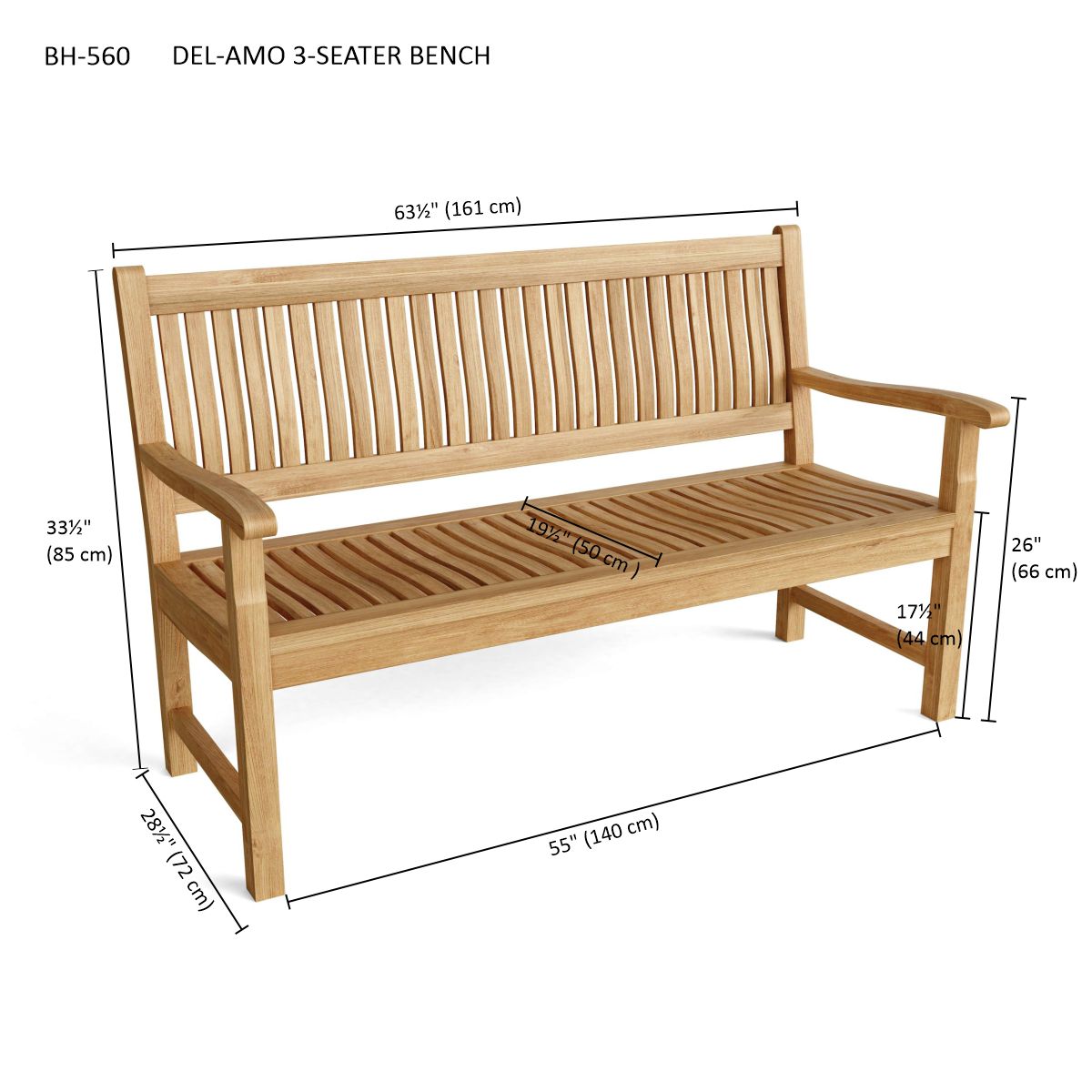 Del-Amo 3-Seater Bench