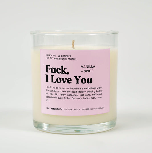 Fuck I Love You Glass Candle