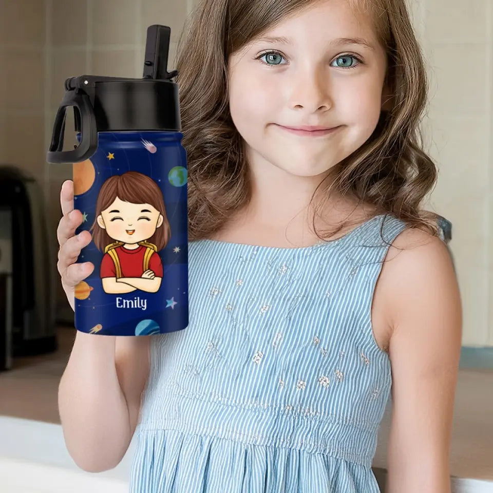 I Am Enough - Personalized Kids Stainless Steel Water Bottle - Custom Gift For Back To School, First Day of School - Student, Son, Daughter | Kindergarten, Pre-K, Preschool