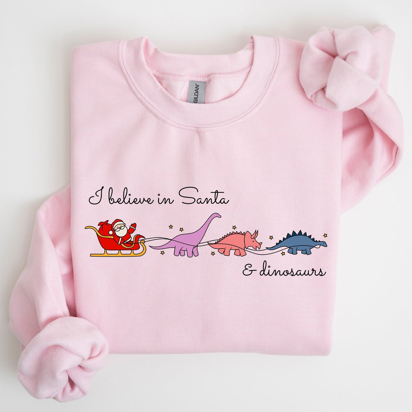 I Believe In Santa and Dinosaurs, Sleigh, Reindeer, Funny, Christmas, Winter, Xmas Sweatshirt