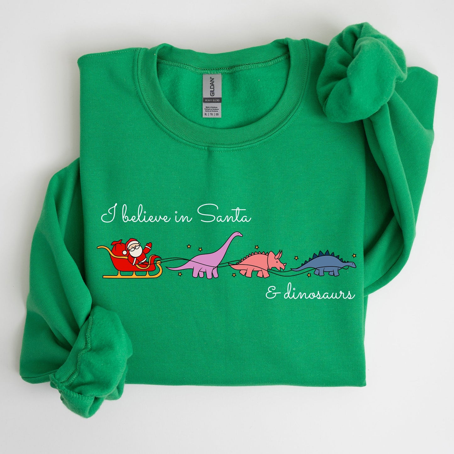 I Believe In Santa and Dinosaurs, Sleigh, Reindeer, Funny, Christmas, Winter, Xmas Sweatshirt