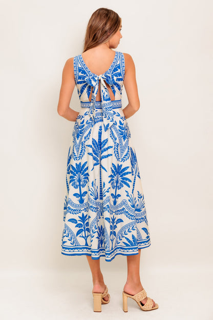 OCEAN PETALS WOVEN MIDI DRESS