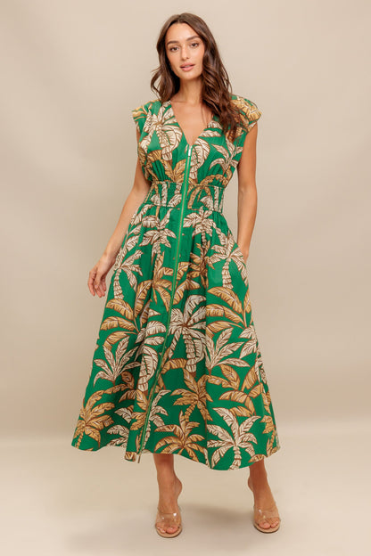 LUSH STILLNESS WOVEN MIDI DRESS