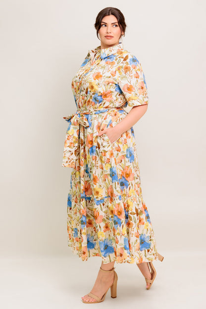 HAZEL DREAM IVORY WOVEN MIDI DRESS