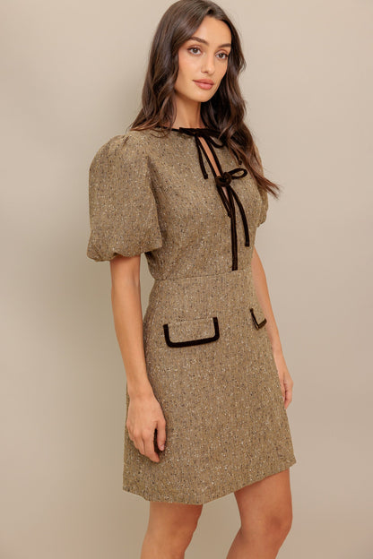 MADEMOISELLE MODE WOVEN WEED MINI DRESS