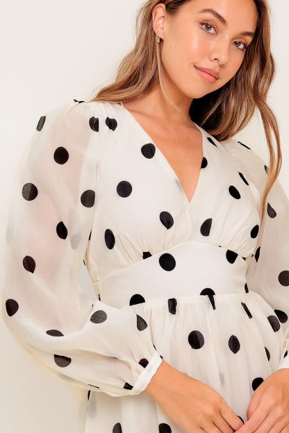 MONROE DOT CHIFFON WOVEN MINI DRESS