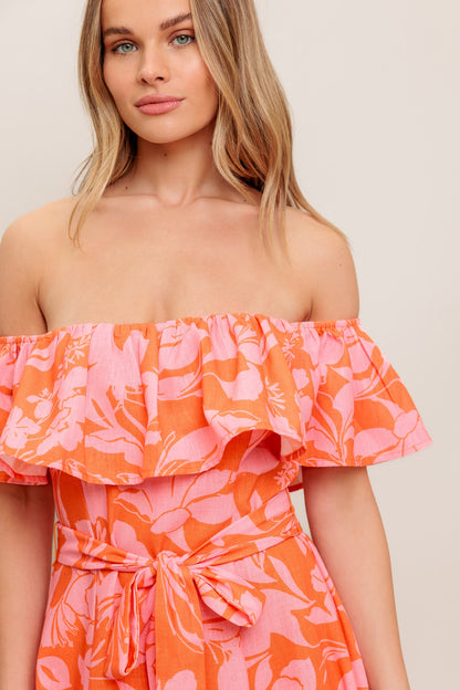 CITRUS GARDEN WOVEN MIDI DRESS