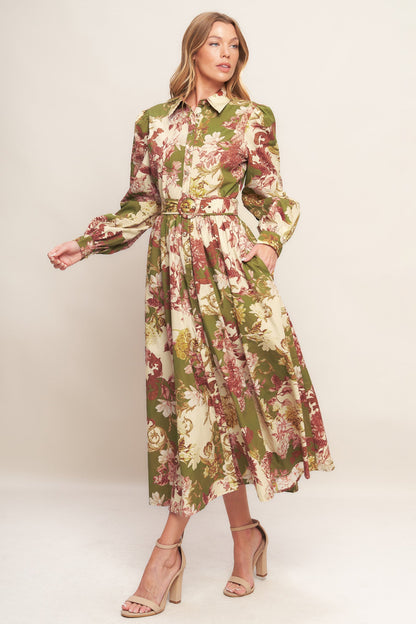 COUNTRY ROMANCE WOVEN MIDI DRESS