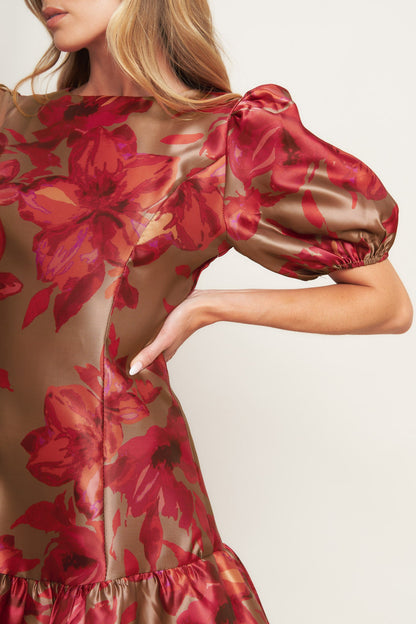 GARDENIA FIRE WOVEN MINI DRESS