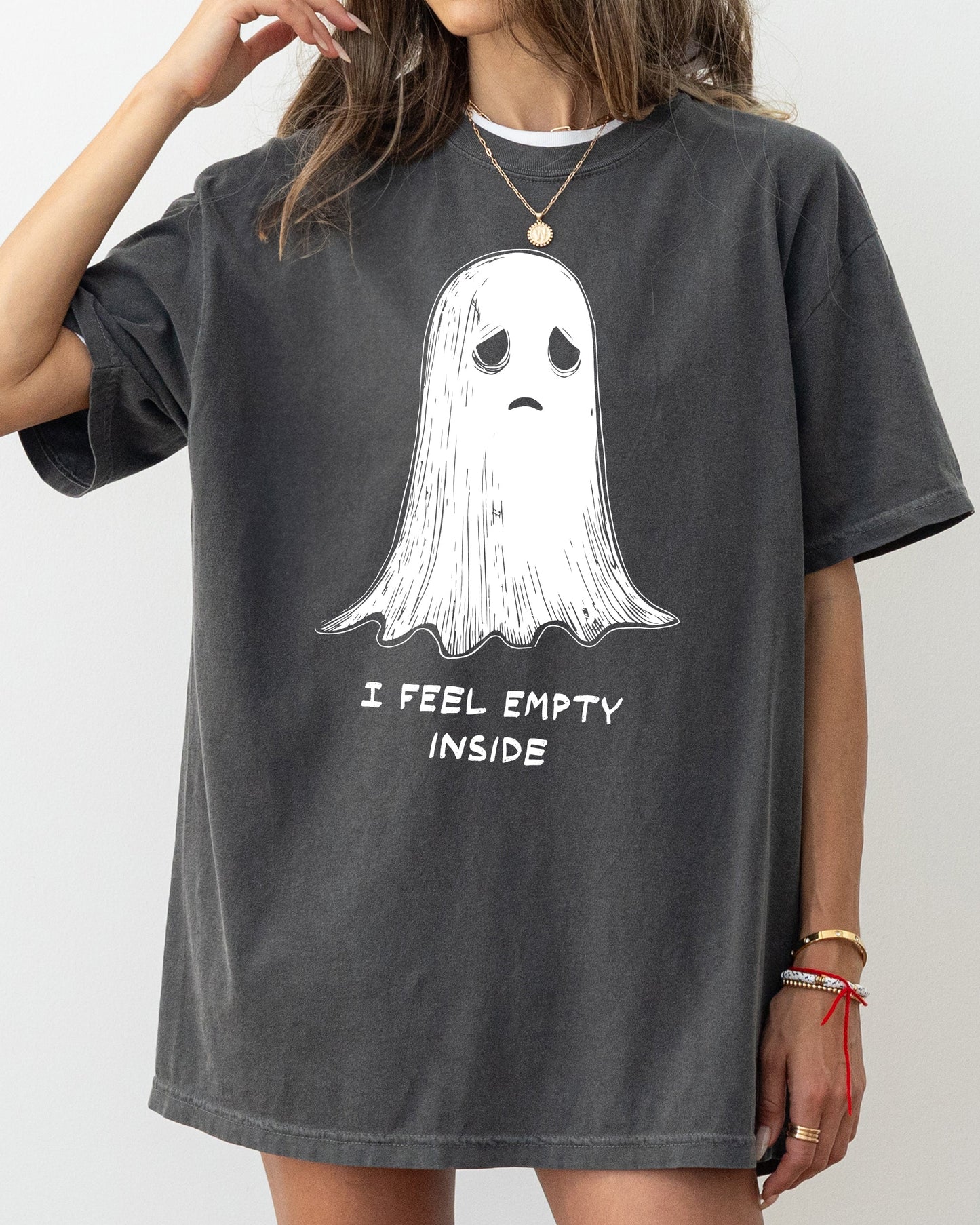 I Feel Empty Inside, Ghost, Aesthetic, Funny, Meme, Halloween, Witch, Spooky, Costume, Skeleton, Mental Health Tshirt Comfort Colors T-Shirt