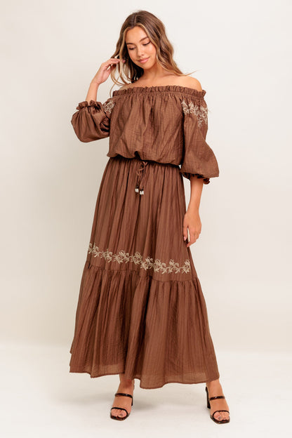 FULL SPEED AHEAD BROWN WOVEN MAXI SKIRT