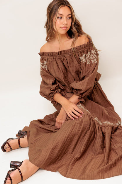 FULL SPEED AHEAD BROWN WOVEN MAXI SKIRT