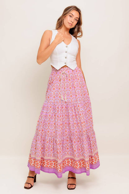 WHISPERING LAVENDER WOVEN MAXI SKIRT