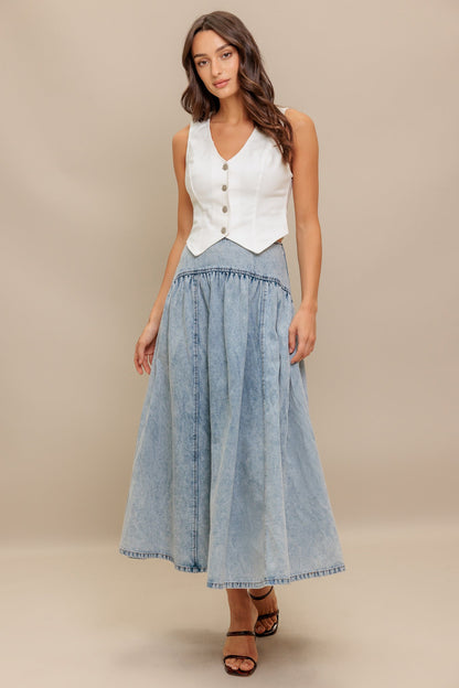 AMERICAN BLEND DENIM MIDI SKIRT