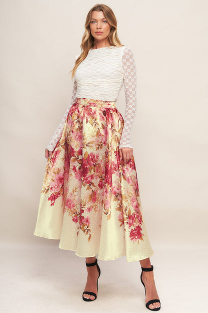 BLOSSOM DREAM BALLERINA WOVEN FULL MIDI SKIRT