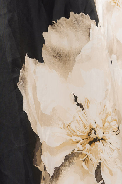 MIDNIGHT BLOOM BELTED WOVEN MAXI SKIRT