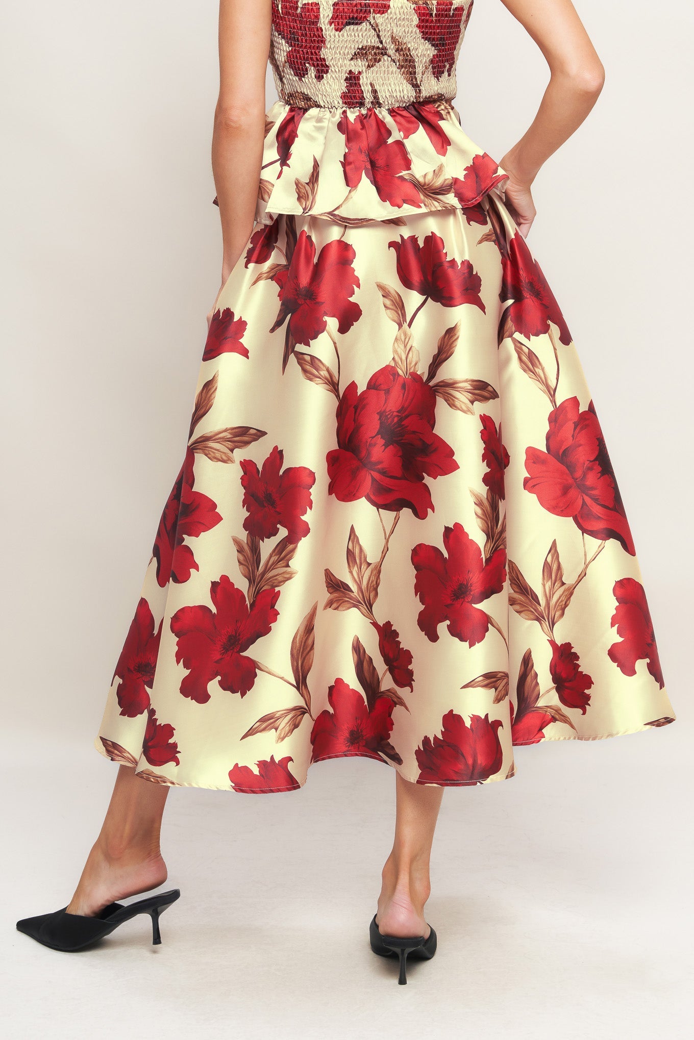 HOLIDAY BLOSSOM WOVEN MIDI SKIRT