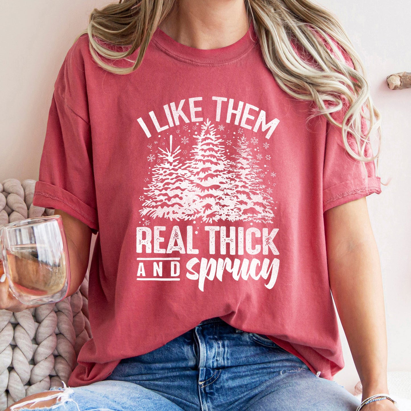 I Like Them Real Thick, Christmas, Retro, Funny, Baby Got Back, Mix, Pine Tree, Comfort Colors, Tshirt
