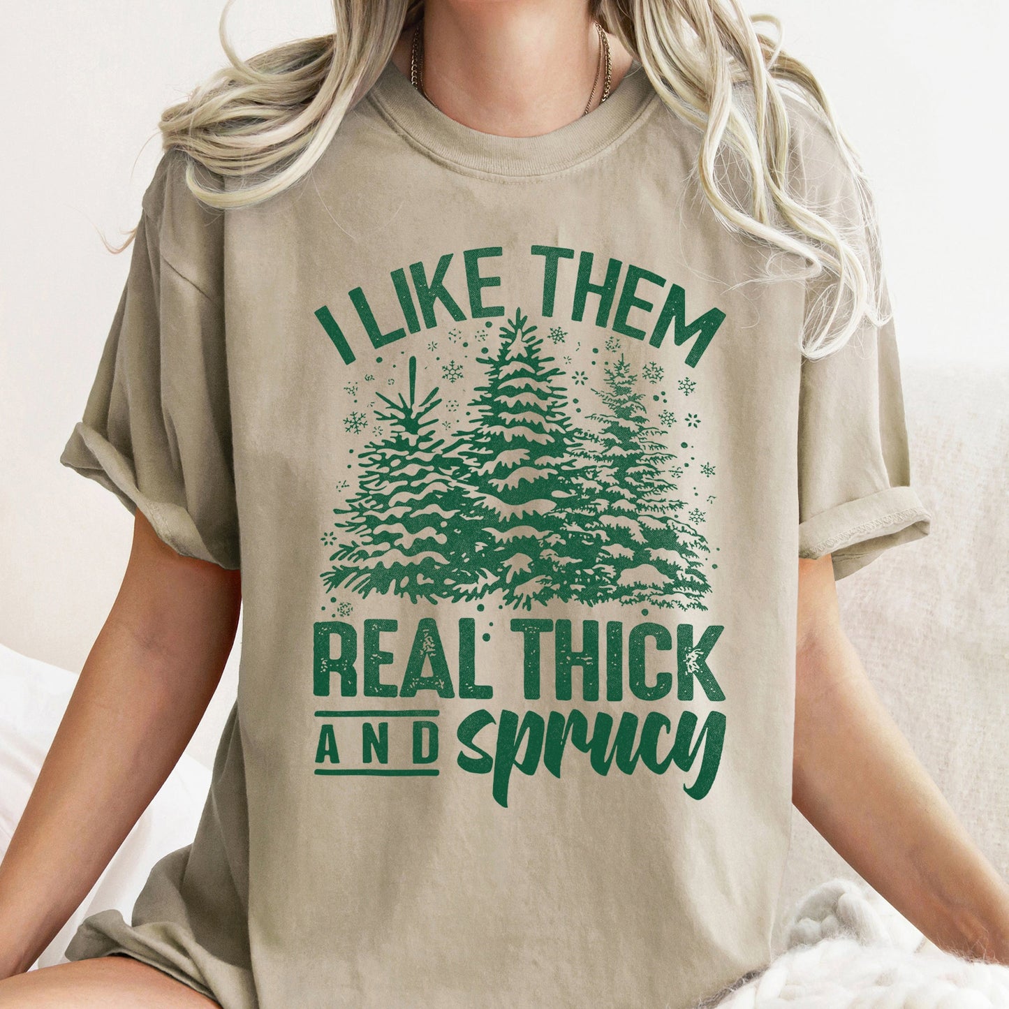 I Like Them Real Thick, Christmas, Retro, Funny, Baby Got Back, Mix, Pine Tree, Comfort Colors, Tshirt