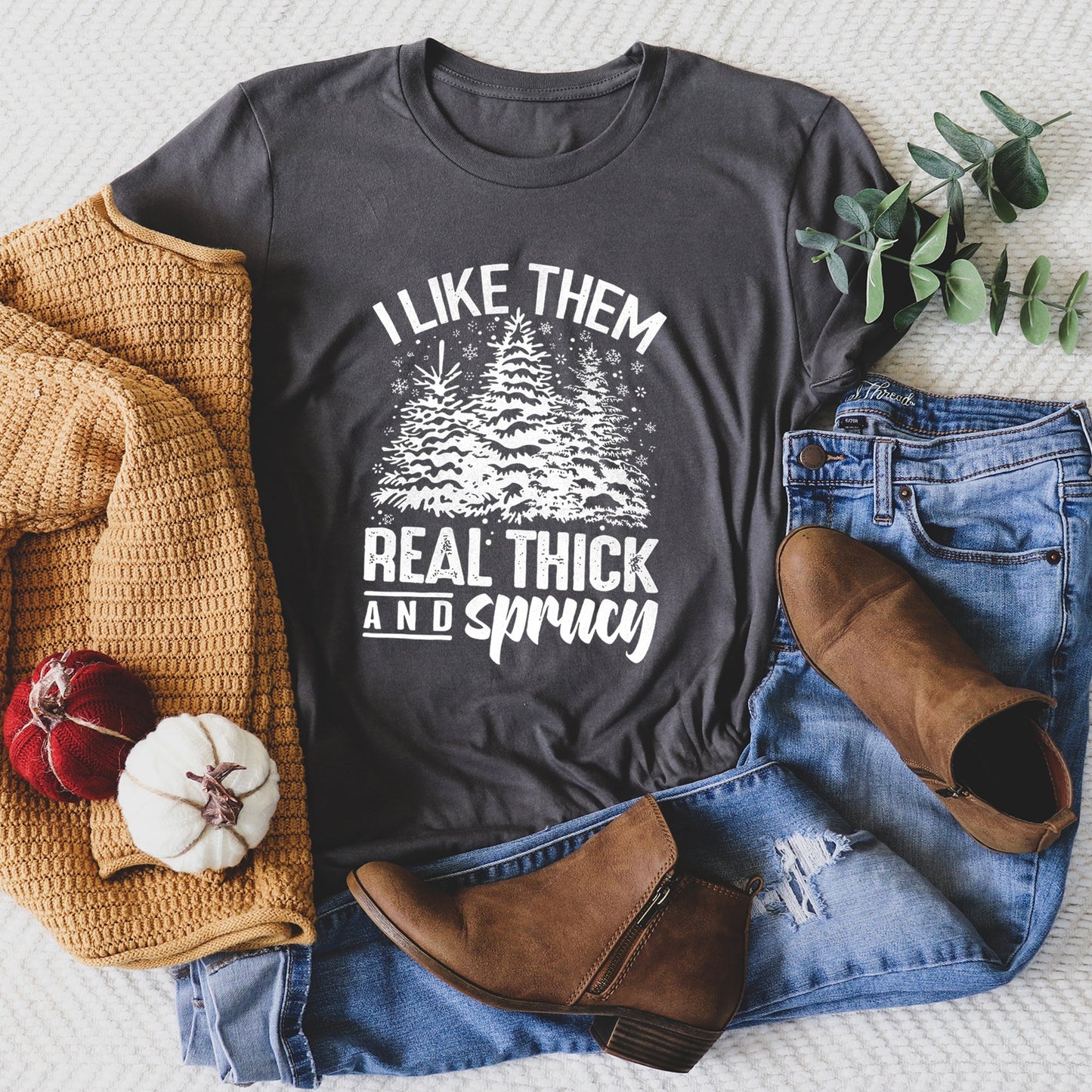 I Like Them Real Thick, Christmas, Retro, Funny, Baby Got Back, Mix, Pine Tree Super Soft Tees