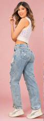 W-323 100%  Authentic Colombian Jeans (Wide Leg, Mid Rise, Tummy Control Boyfriend Jeans)