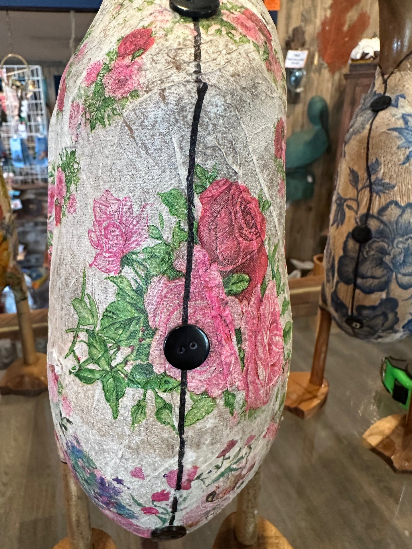 Carved Wooden Duck Decoupaged Outfit