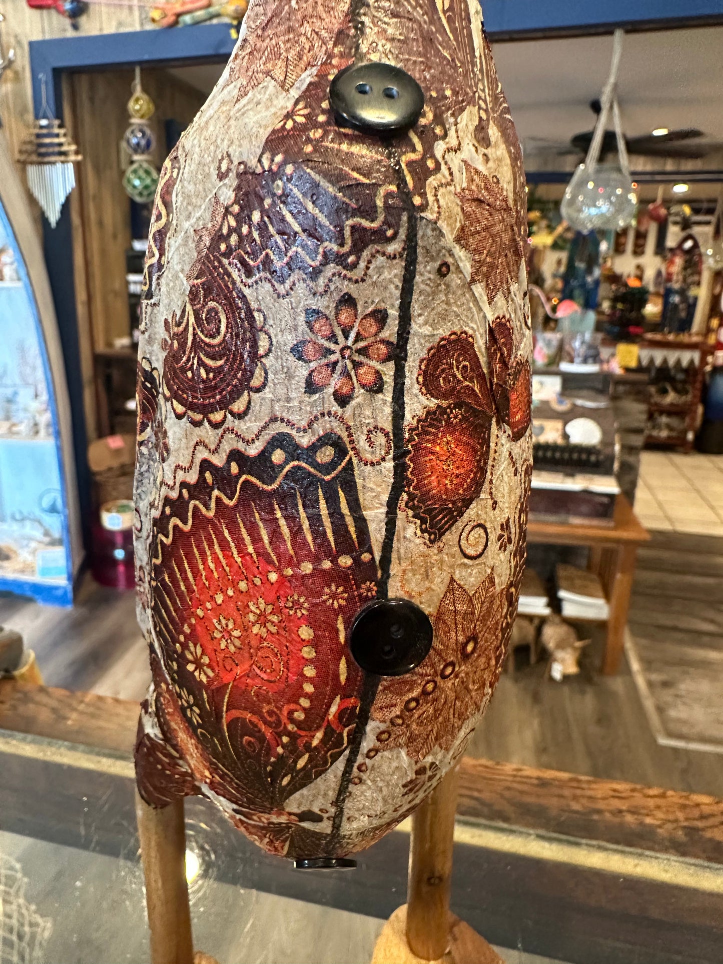 Carved Wooden Duck Decoupaged Outfit