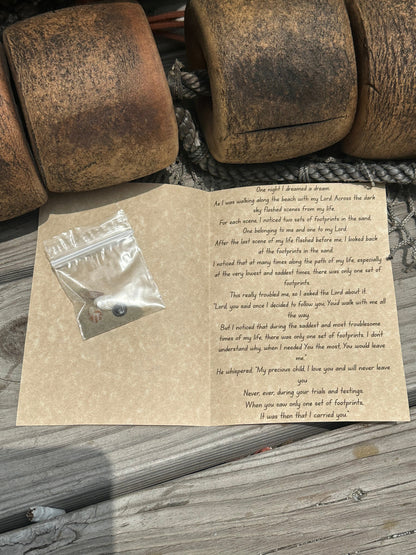 Footprints in the Sand Card on Parchment Paper with Shells