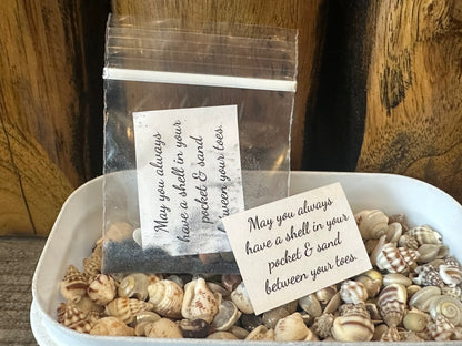 Shell in Your Pocket Sand & Seashell Bag – Coastal Party Favor Gift