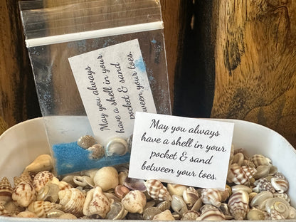 Shell in Your Pocket Sand & Seashell Bag – Coastal Party Favor Gift