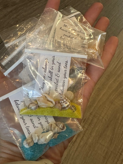 Shell in Your Pocket Sand & Seashell Bag – Coastal Party Favor Gift